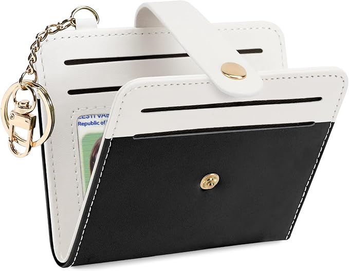 Airkit Small Wallets Woman RFID Blocking Leather Credit Card Holder - with ID Window - Card Wallets for Women - with Zipper Coin Purse - Keychain Wallet