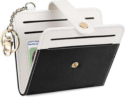 Airkit Small Wallets Woman RFID Blocking Leather Credit Card Holder - with ID Window - Card Wallets for Women - with Zipper Coin Purse - Keychain Wallet