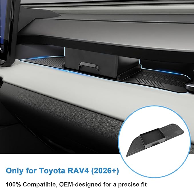 2026 R AV4 Console Organizer (Pass), for Toyota R AV4 (LE/SE/XLE Premium/Woodland/XSE/Limited), Durable ABS &Anti-Slip Rubber Console Tray Insert 2026 R AV4 Accessories