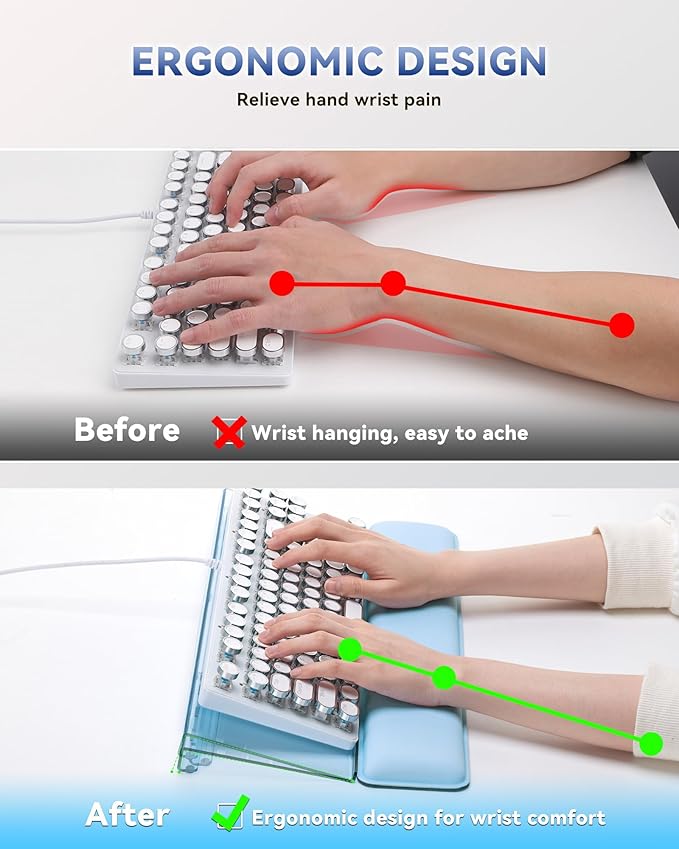 Computer Keyboard Stand for Desktop, Ergonomic Keyboard Wrist Rest 2-Level Height Adjustment, Non-Slip Key Board Riser Pad for Office, Gaming, and Home Desks