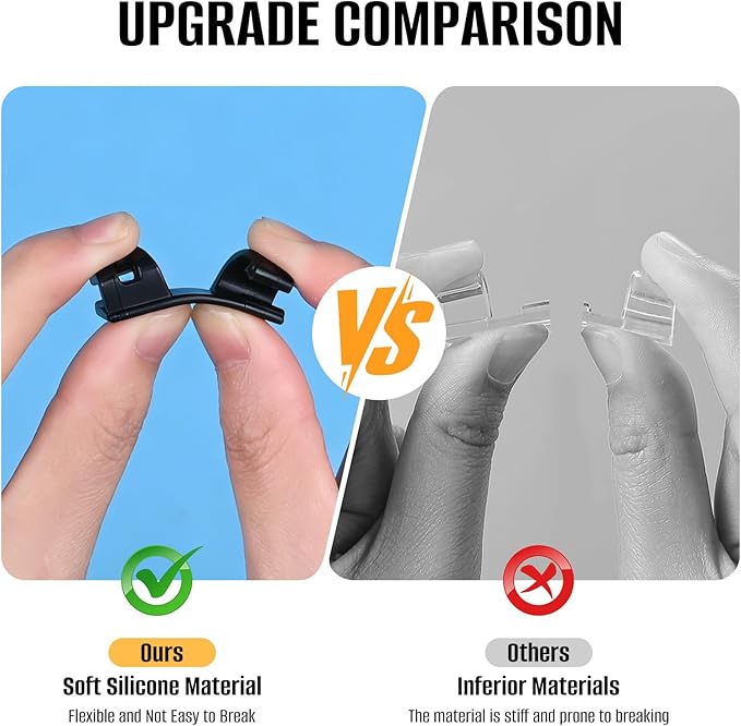 50 Pcs Self Adhesive Cable Clips,Upgraded Cable Management with Screw Hole,Strong Cord Organizer for Under Desk,Car,TV PC,Christmas Light Indoor/Outdoor-Black S