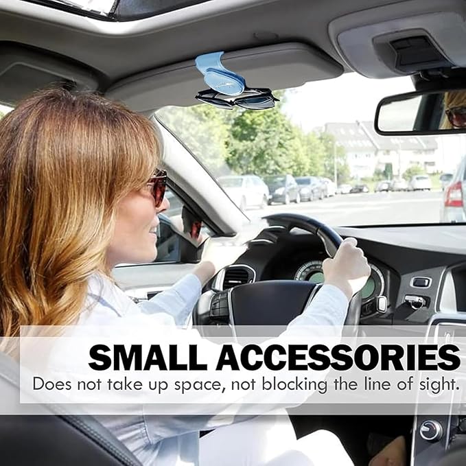 Car Sunglass Holder Compatible with Tesla Cybertruck 2025 2024 Cyberbeast Interior Accessories Organizer Leather Eyeglass Hanger Visor Ticket Card Clip Magnetic Cyber Truck Sunglasses Holders (Blue)