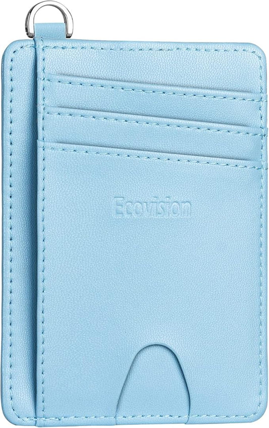 EcoVision Slim Minimalist Front Pocket Wallet, RFID Blocking Credit Card Holder Wallet with Detachable D-Shackle for Men Women
