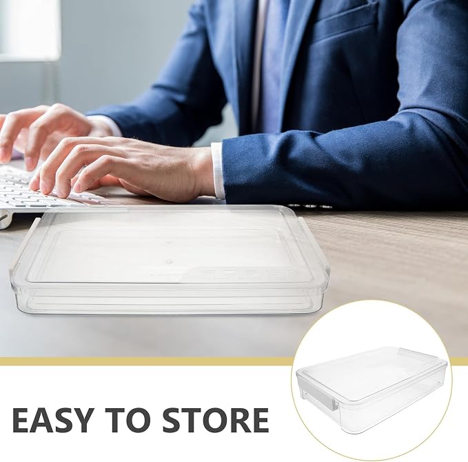 BETOOKY Multi-function Document Storage Box Large Wear-resistant File Organizer with Lid Stackable Desktop File Folder Box for Home Office Paper Storage