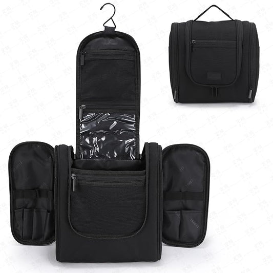 Hanging Toiletry Bag with Hook, Travel Cosmetic Makeup Bag Organizer for Accessories, Shampoo, Shaving Bag for Toiletries Accessories,Travel Essentials Kit (Black)