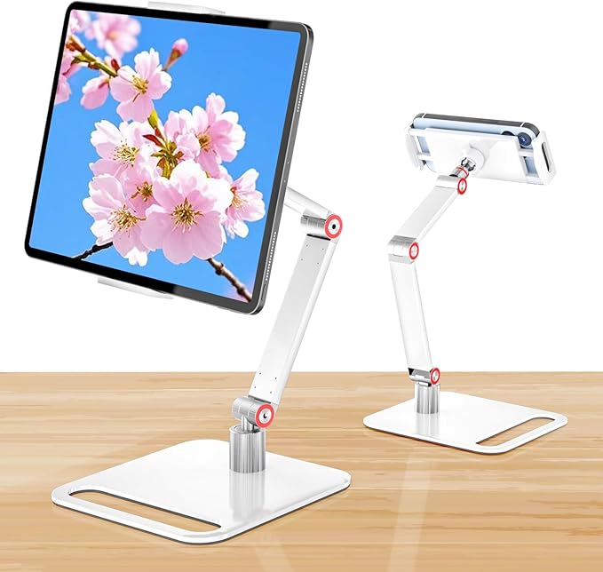 Adjustable Tablet Stand for Desk - Portable Monitor Stand 360° Rotating and Foldable Tablet Holder, Mount for iPad, Samsung Galaxy Tab, Stable and Anti-Slip Design for Office, Home, and Kitchen