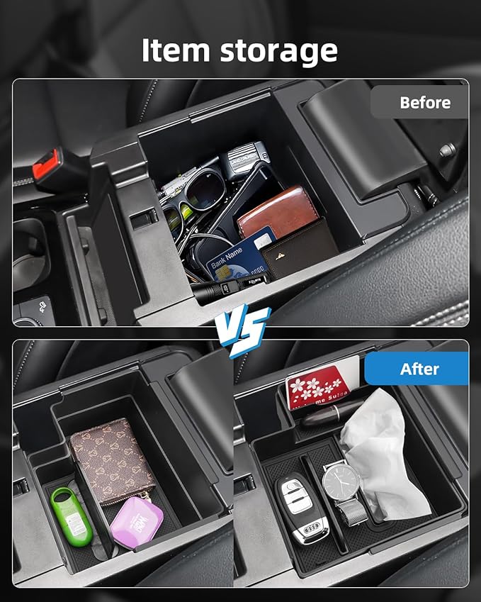 Double-Layer Center Console Organizer for 2025 2024-2020 Ford Explorer, ABS Armrest Storage Box, Middle Console Tray Organizer, Armrest Insert Container