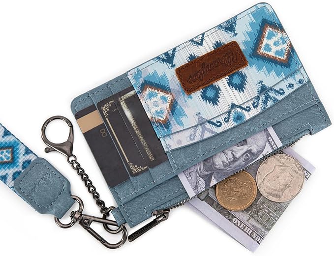Montana West X Wrangler Aztec Wallet Card Holder Small Wallets Woman Slim Wristlet Keychain Wallet, Card Cases & Money Organizers Ladies Female with Coin Purse
