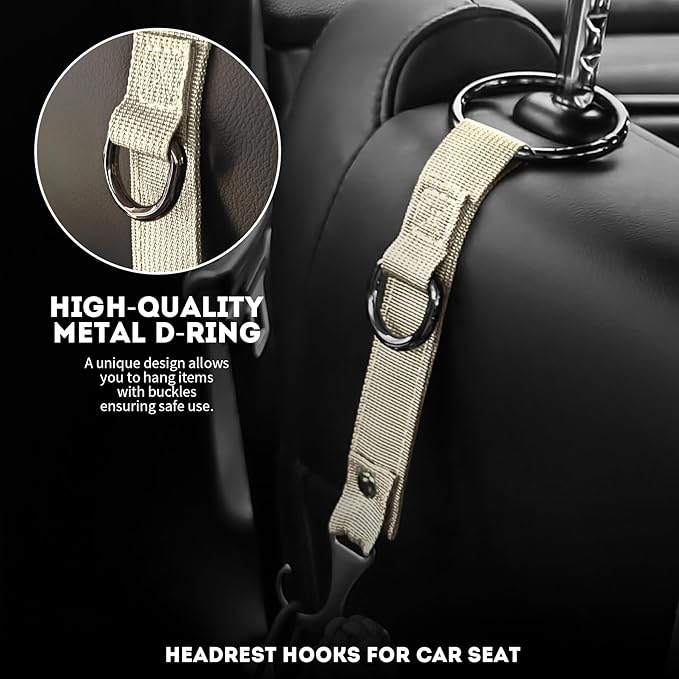IronSeals 2 Pack Headrest Hooks for Car Seat, Heavy Duty Metal Utility Seat Hooks for Car Seat Organizer, Car Clips for Hanging Bag, Purse