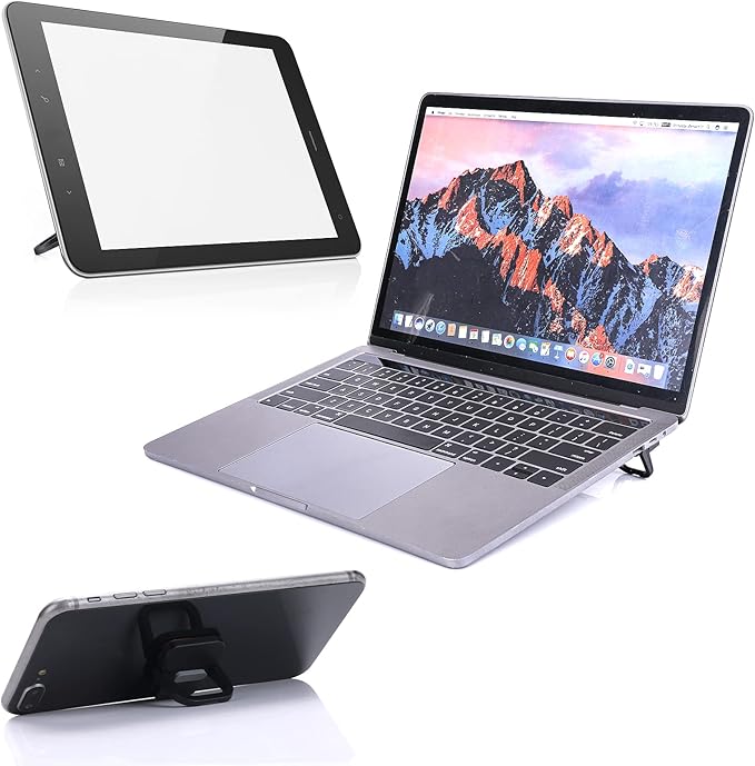 2PCS Portable Keyboard Riser, Self-Adhesive Mini Laptop Stand Invisible Computer Keyboard Stand for Desk, Laptop Feet Compatible with Pro/Air, Lenovo, Surface (Black)