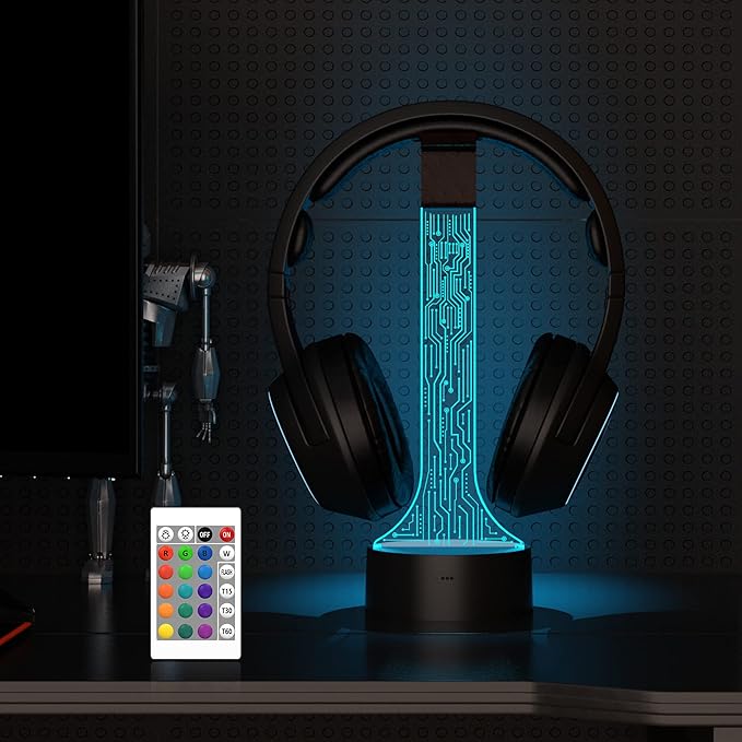 YuanDian Light up Headphone Stand for Desk, Gaming Headset Holder RGB with 16 Color Lights for Game Room Decor, Cool Gamer Gifts for Men Boyfriend （PCB）
