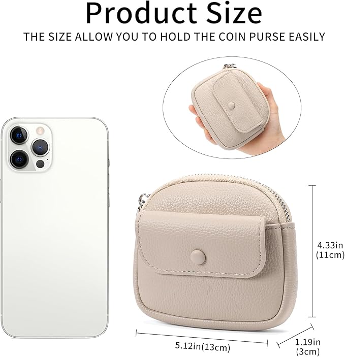 SENDEFN Women's Small Wristlet Coin Pouch Leather Zipper Purse RFID Protection