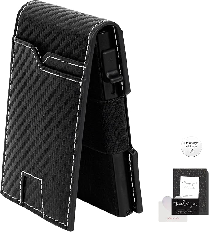 Carbon Fiber Wallet for Men - Slim Bifold RFID Blocking Wallet, Aluminum Credit Card Holder, Money Clip, 10 Card Slots, Gift for Adults