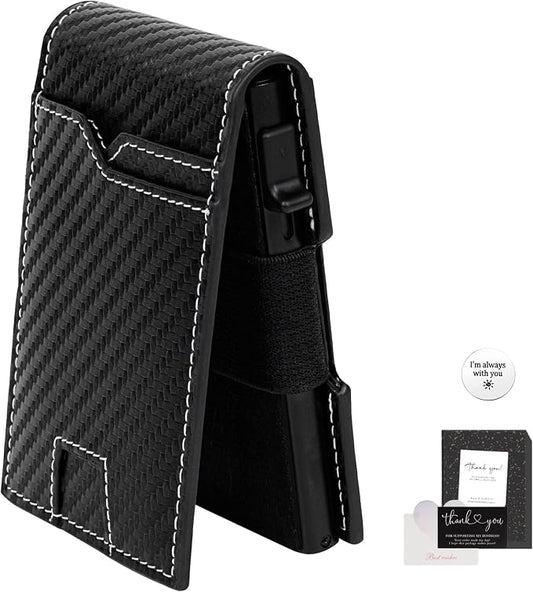 Carbon Fiber Wallet for Men - Slim Bifold RFID Blocking Wallet, Aluminum Credit Card Holder, Money Clip, 10 Card Slots, Gift for Adults