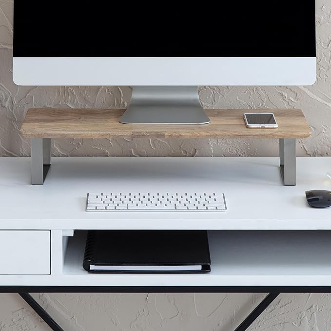 Anji Mountain Monitor Stand - Desktop Organizer & Laptop Riser, Ergonomic Monitor Riser, Space-Saving Monitor Stand for Desk, Durable Construction, Easy Assembly, Ideal for Home & Office,Natural