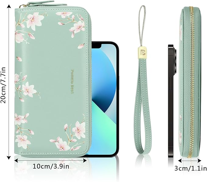 Pomelo Best Womens Wallet RFID Blocking Leather Multi Credit Card Large Capacity Wristlet Zip Around Long Wallets for Lady
