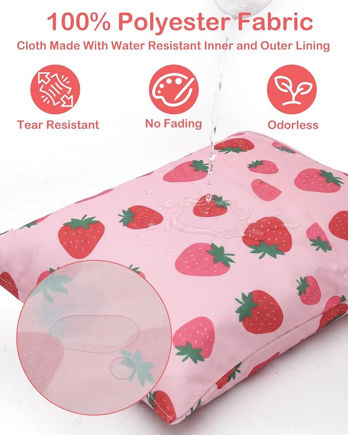 ALVA ALVABABY 3pcs Medium Cloth Diaper Wet Dry Bags Waterproof Reusable with Two Zippered Pockets Travel Beach Pool Daycare Soiled Baby Items Yoga Gym Bag for Swimsuits or Wet Clothes 3L-ZM43