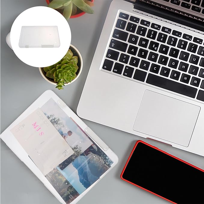 Practical Document File Storage Box White Desktop Organizer Storage Case for Office Dustproof File Container Holder