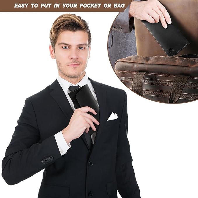 Ringsun Genuine Leather Cash Envelopes, Reusable Budget Envelope, Retro Clutch Wallet, Minimalist Wallet for Men & Women, Black