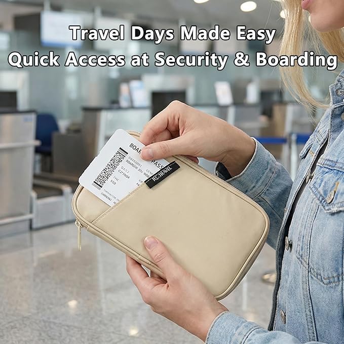 Family Passport Wallet & Travel Document Organizer-Large Capacity, Ultra-Slim Design for Men and Women,Secure Holder for Passports, Boarding Passes, Credit Cards, Cash, Travel Essentials