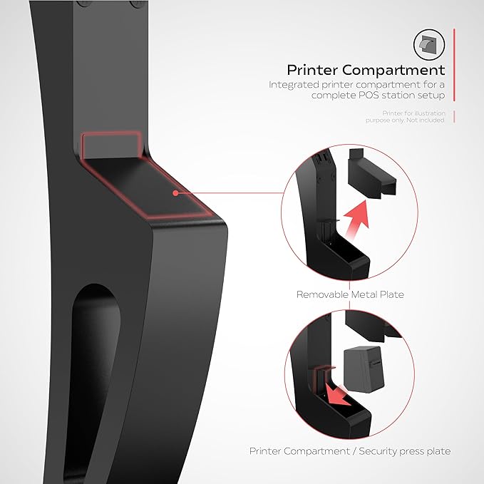 CTA Sleek Floor Stand Kiosk for Monitors ??Floor Stand with Printer Slot 15" to 32" up to 60lbs - for Check-in & POS Stations & More - Black (ADD-LDSLEEK)