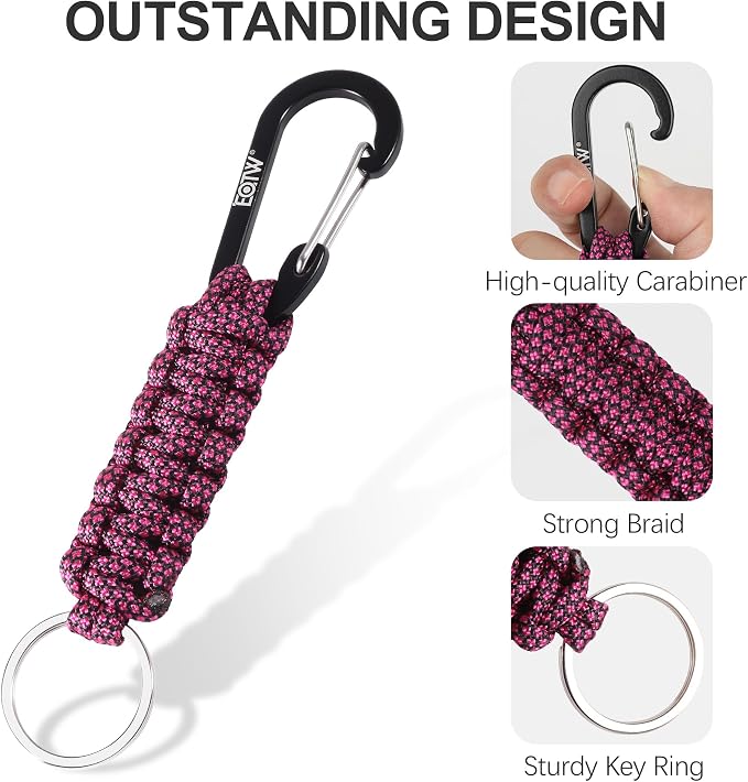 EOTW Carabiner Keychain,Paracord Keychain Small Aluminum Clip D Ring for Camping, Hiking, Fishing, Or As A Key Organizer