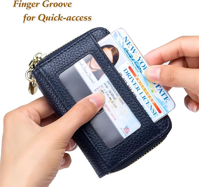 imeetu Rfid Credit Card Holder,Genuine Leather Businese Card Case,Rfid Blocking Wallet for Women & Men