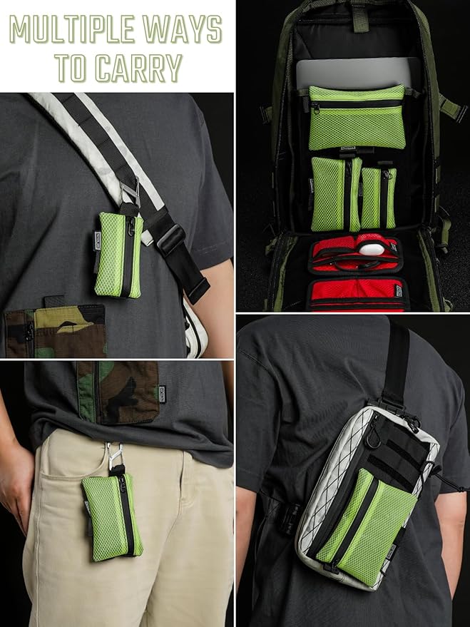 TACTICAL_GEEK Storage A5 EDC Storage Pouch Set, Multi-Purpose Molle EDC Gadget Pouch, Multi-Functional Utility Small Tool Pocket,Organiser Divider Small Pouch Organizer for Daily Carry (Lime Green)