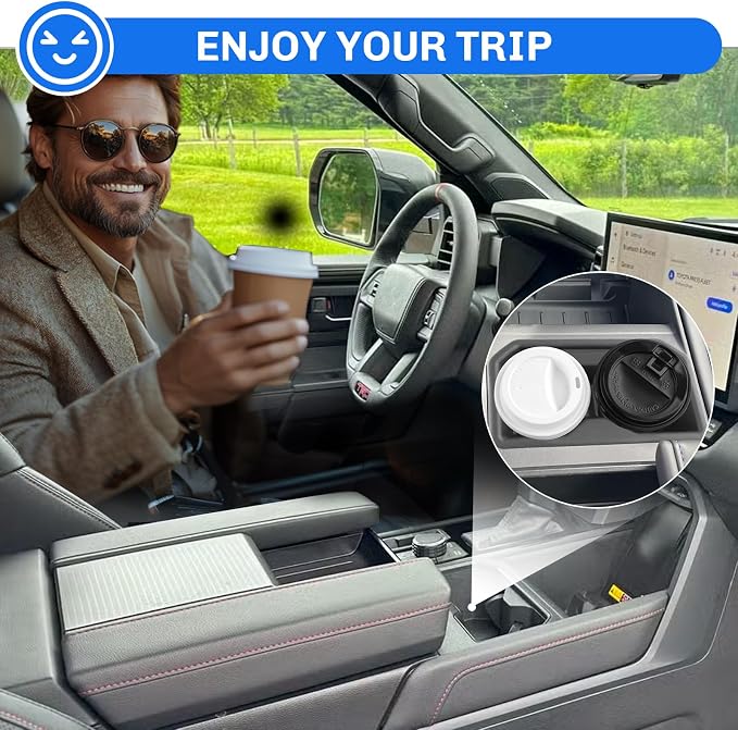 SXCY for 2022-2025 Toyota Tundra Accessories [SR/SR5/Limited/TRD Pro Only] Cup Holder Insert Silicone Cup Holder Limiter 2024 2025 Tundra Drink Holder Adapter Non-Slip Drink Stopper Stabilizer
