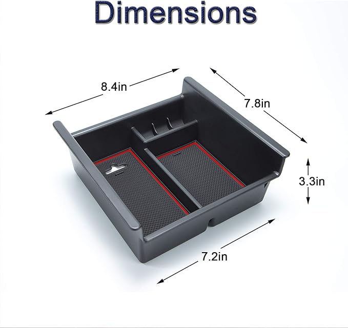 JKCOVER Center Console Organizer Tray Compatible with Toyota 4Runner 2010-2021 2022 2023 2024 and Kia Telluride 2020-2024 2025 Accessories Armrest Box Secondary Storage ABS Black Materials（RED Trim