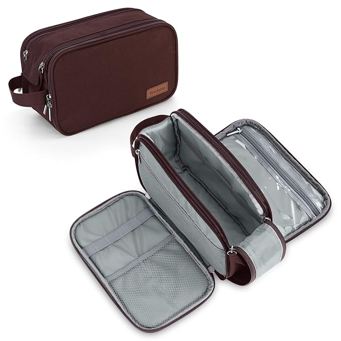 Wedama Toiletry Bag for Men, Handheld Travel Bag, Waterproof Toiletries, Thickened Polyester Dopp Kit, Toiletries Business Trips and Camping, Brown