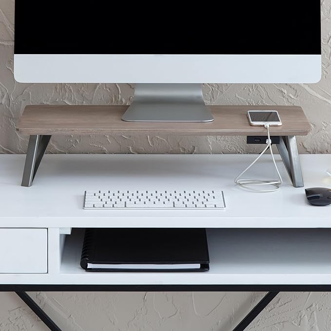 Anji Mountain Monitor Stand - Desktop Organizer & Laptop Riser, Ergonomic Monitor Riser, Space-Saving Monitor Stand for Desk, Durable Construction, Easy Assembly, Ideal for Home & Office,Biscotti