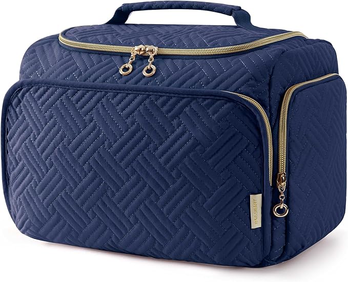 BAGSMART Travel Toiletry Bag for Women, Cosmetic Bag Makeup Bag Organizer with Handle, Travel Bag for Toiletries, Travel Accessories, Full Sized Container