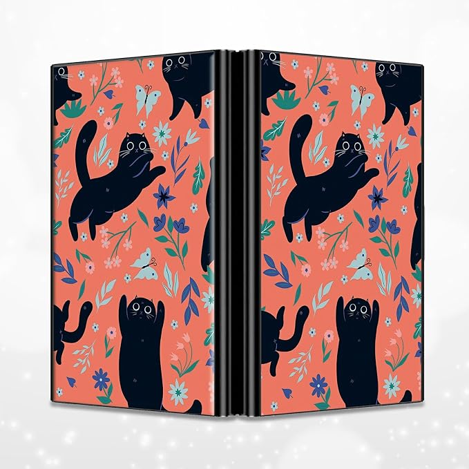 Slim Credit Card Holder, Black Cat Flowers RFID Blocking Metal Wallet for Men & Women, Aluminum Minimalist Hard Case Pocket-Sized Business Cards Organizer (Fits Up to 10 Cards)