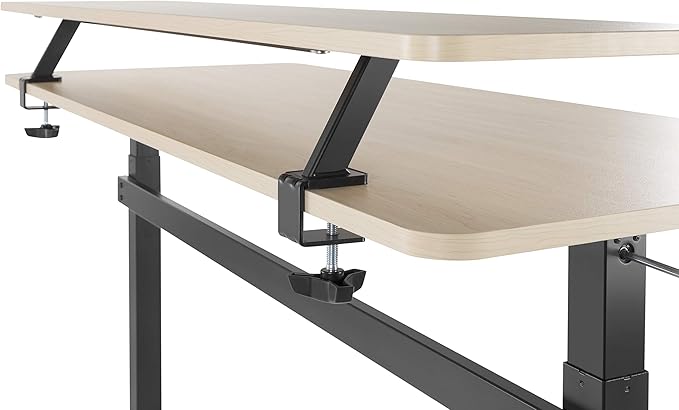 Stand Steady 55 Inch Clamp On Desk Shelf | Large Monitor Riser Supports 3 Screens for Extra Storage | Ergonomic Monitor Stand Securely Attaches to Surface with Clamp Base - No Screws (55 In / Maple)
