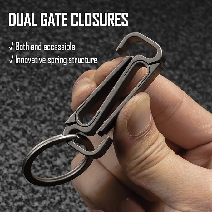KeyUnity Titanium Key Holder Belt Clip, Double Side Carabiner Keychain For Men
