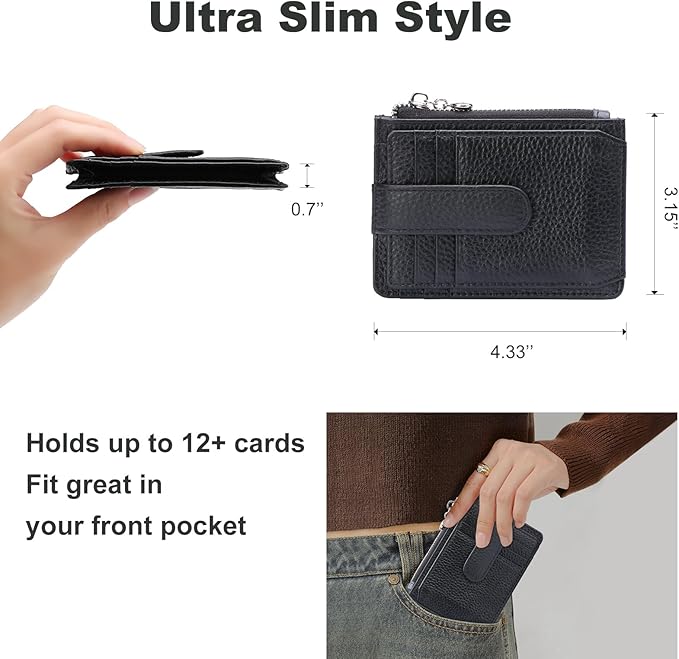 Slim Wallet for Women Genuine Leather Card Holder Thin Womens RFID Blocking Small Wallets