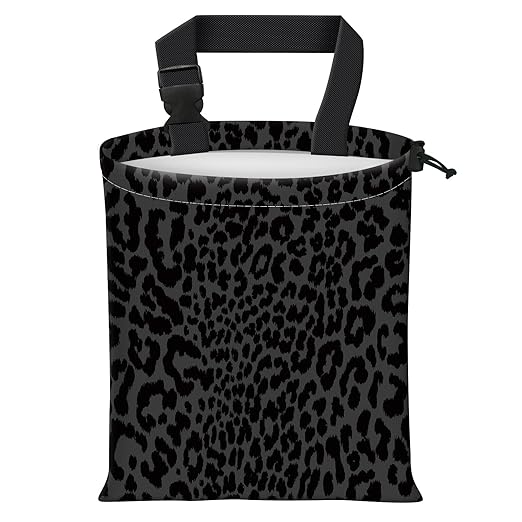 Car Trash Bag Large Hanging Can for Back of Seat, Cute Waterproof Car Garbage Bag for Vehicle, Travelling, Outdoor Luxury Black Leopard