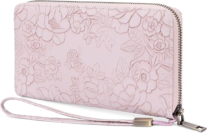 SENDEFN Women's Wallet RFID Blocking Leather Zip Around Wallet Large Capacity Long Purse Credit Card Holder with Wristlet