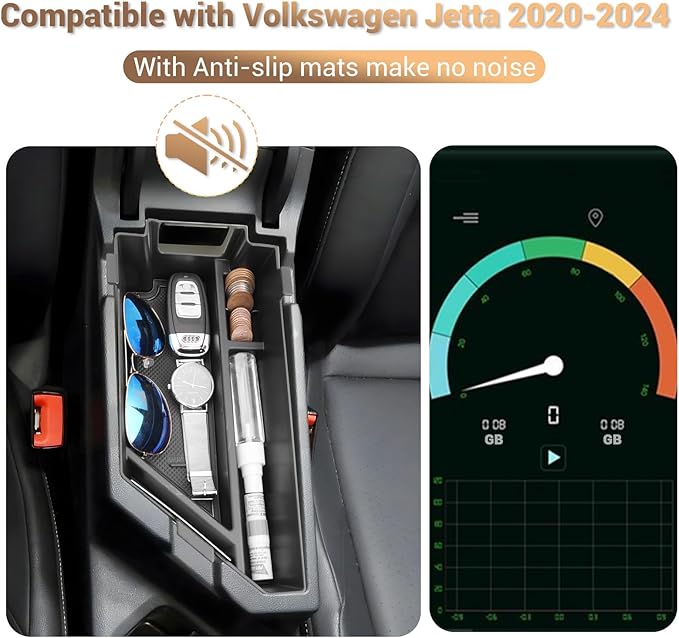 YEE PIN VW Jetta 2025 Console Organizer for 2024 2025 Volkswagen Jetta Center Console Organizer Tray 2020-2025 VW Jetta Accessories S/SE/SEL/Sport/GLI 2024 2025 VW Jetta Center Console Tray Insert