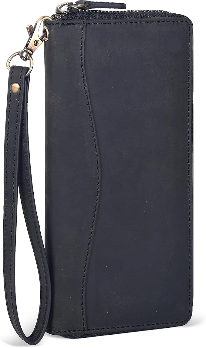 Black Leather Wallet for Women - RFID Womens Wallet Clutch with 8 Credit Card Holder, Coin Pocket, Gift for Women’s