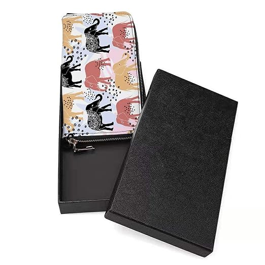 Clutch Wallet Holder for Women Men Watercolor Elephant And Dot Portable Accordion Zipper Credit Card Storage Bag Waterproof Purse Leather Wallet for Travel Work Shopping