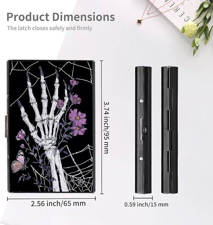 RFID Metal Wallet Credit Cards Holder Slim Mini Business Card Holder Metal ID Case Gift for Men Women,Spider Webs