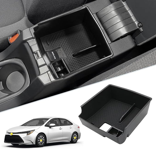 SKTU 2022 2023 2024 2025 2026 Toyota Corolla Center Console Organizer 2020-2025 2026 Corolla E210 Console Tray 2024 2025 2026 Corolla Accessories Insert Tray with USB Hole and Coin Holder (Black)