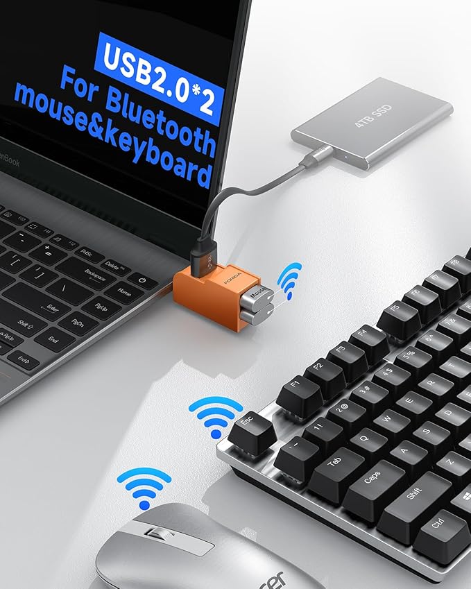 3 Ports USB 3.0 hub, USB Splitter to 2 USB 2.0 Out Ports and 1 USB-3.0 Port, Portable USB Adapter for Keyborad, Mobile Hard Disk, U Disk, Camera, Mouse, Laptop Accessories,etc (Orange)