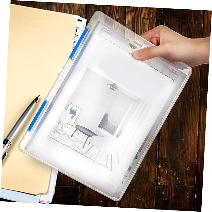 4pcs Transparent File Storage Boxes with Lids Clear Desktop Organizer for Office and Student Paper Document Storage Stackable Plastic Letter Case for Scrapbooking and Desk Supplies
