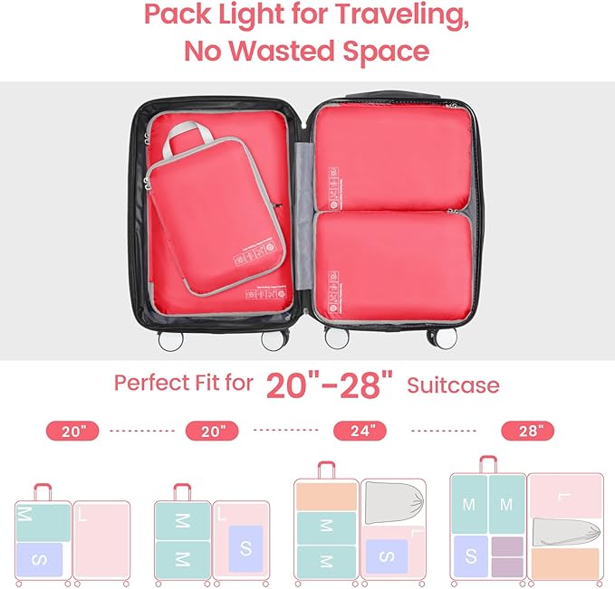 Cambond Compression Packing Cubes for Travel Women - Lightweight Luggage Organizers Bag Packing Cubes for Carry on Suitcases