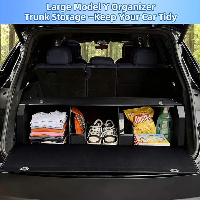 Car Trunk Organizer, Waterproof SUV Organizer Trunk Storage with Lid & Handle, Extra Large Leather Callapsible Cargo Organizers, Durable Car Storage Box for Ford Jeep (40.5''*11.4''*12.2'')