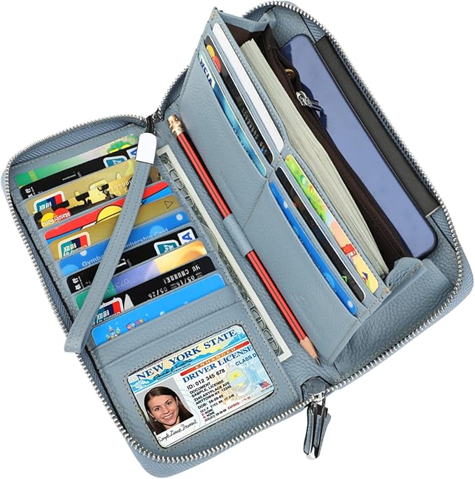 Lavemi Small Compact Women Wallet RFID Blocking Genuine Leather Bifold Purse with ID Windows