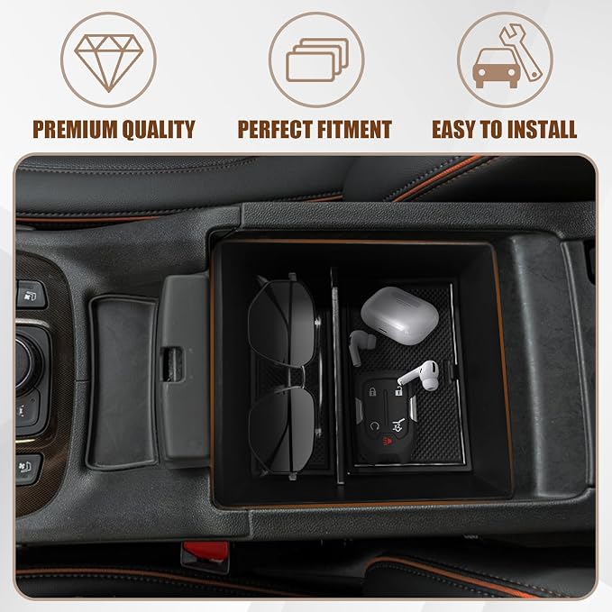 Muslogy Center Console Organizer Compatible with GMC Acadia 2017-2022 2023 Accessories Acadia SL SLE SLT Denali AT4 Middle Console Storage Box Armrest Insert Tray ABS Material